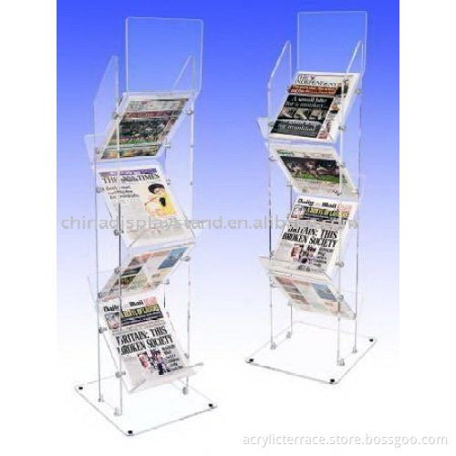 Zig-zag Acrylic Magazine Rack with 4 tier